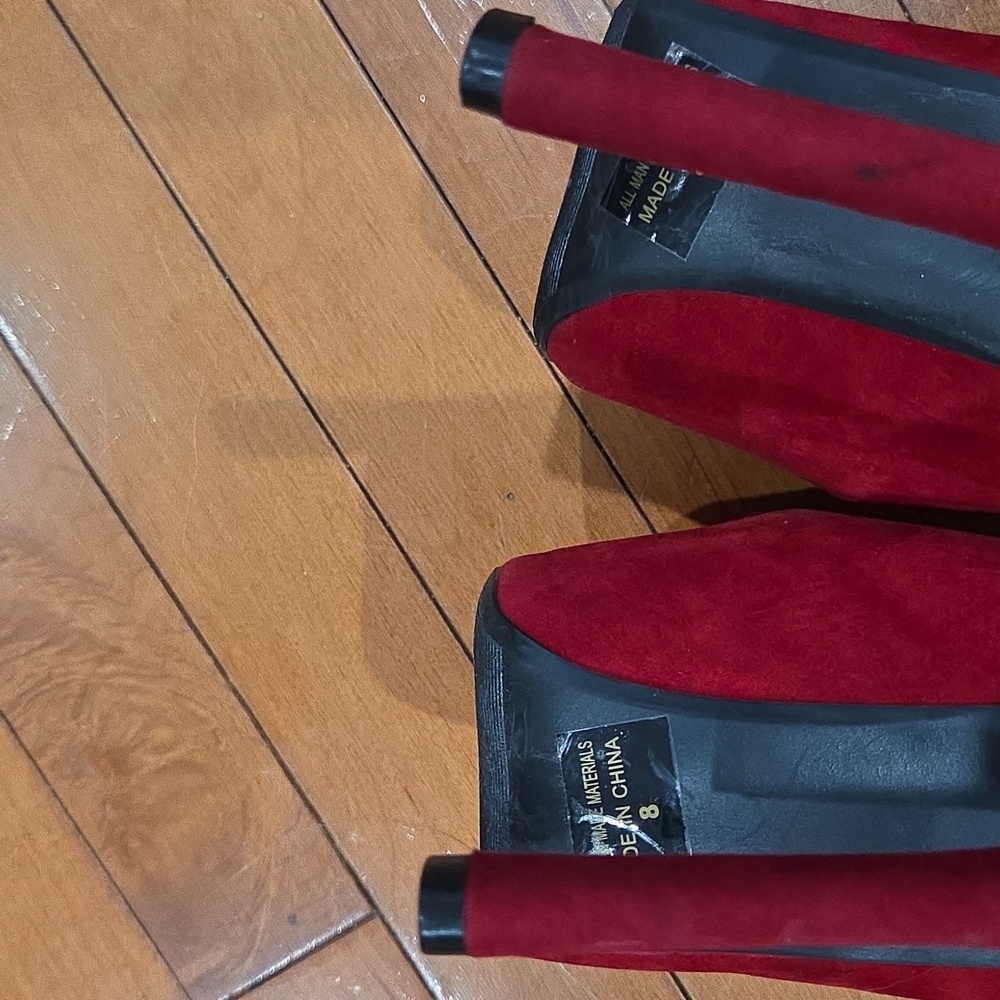 FRH 6inch Red Spike Heels with Black Straps - Picture 8 of 11